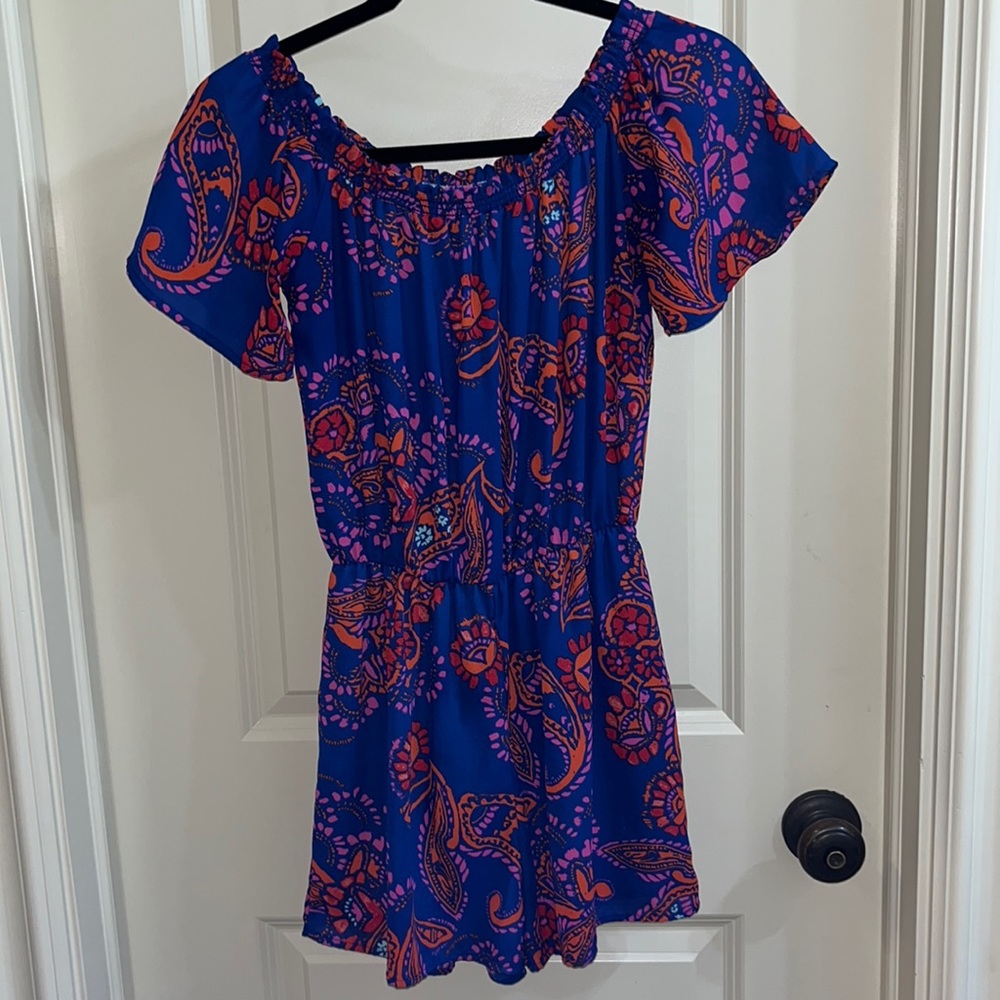 Women’s vestique romper in orange/red/pink/blue color